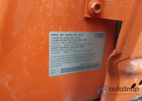 2024 Audi Q3 Premium Plus 45 Tfsi S Line Quattro Tiptronic z USA, uszkodzony, nr VIN WA1EECF31R1130770